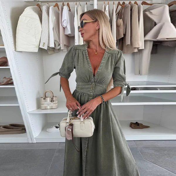 Clarina | Dress with Deep V-Neck and Slit