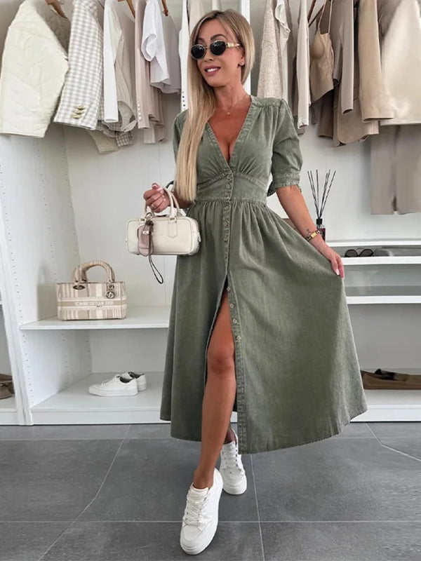 Clarina | Dress with Deep V-Neck and Slit