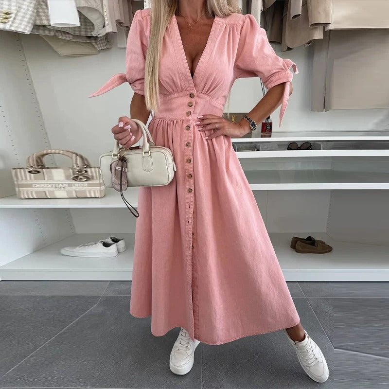 Clarina | Dress with Deep V-Neck and Slit