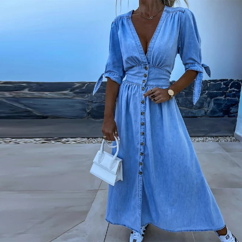 Clarina | Dress with Deep V-Neck and Slit