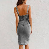 MINNA FIGURE-HUGGING DENIM DRESS