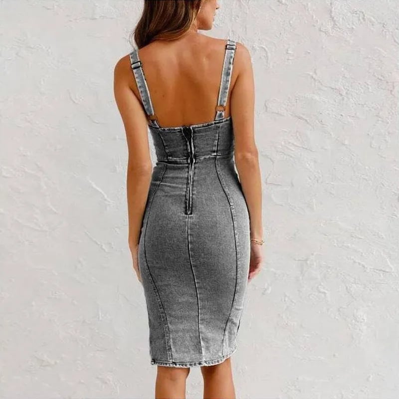 MINNA FIGURE-HUGGING DENIM DRESS