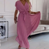 FRIDA I PLEATED DRESS WITH V-NECK