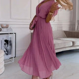 FRIDA I PLEATED DRESS WITH V-NECK