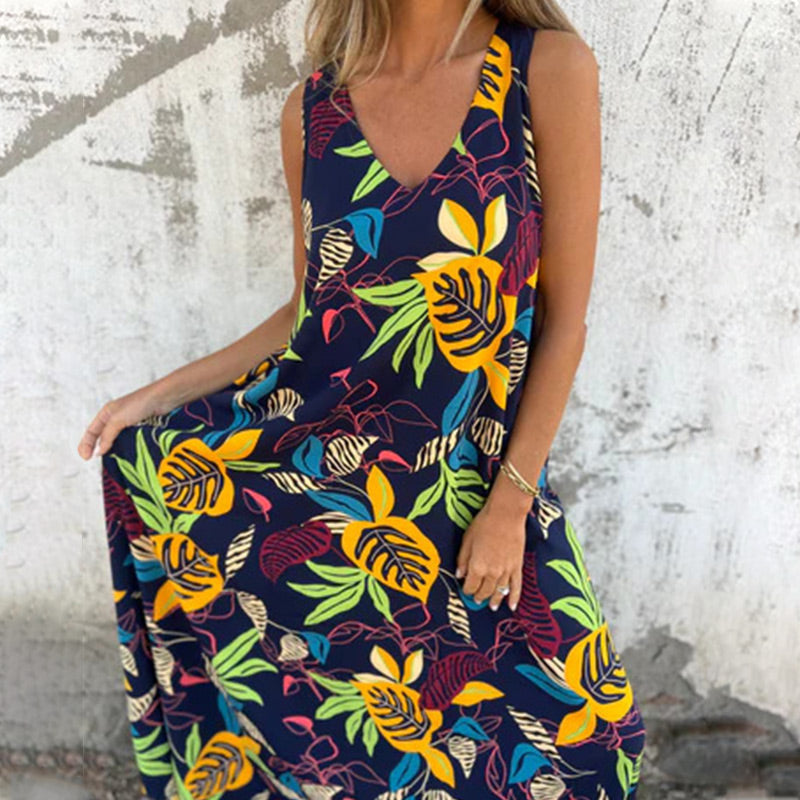 YLVA MAXI DRESS WITH V-NECK