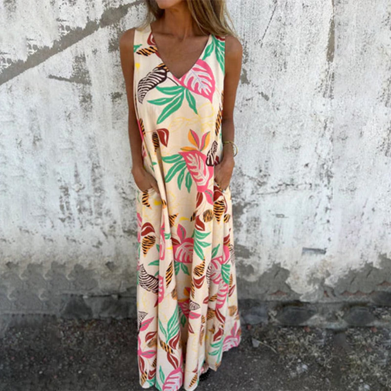 YLVA MAXI DRESS WITH V-NECK