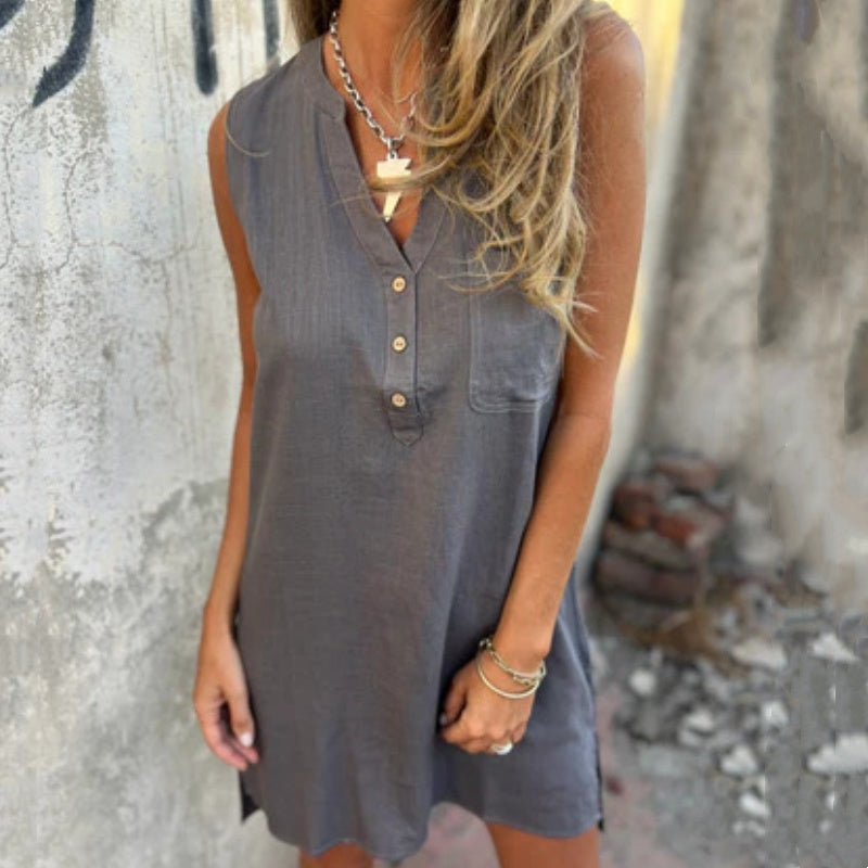 BLANDA SLEEVELESS LINEN DRESS