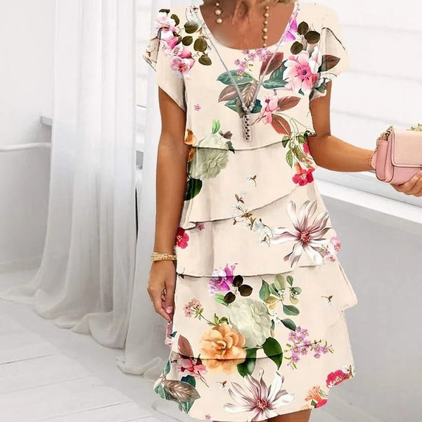 HELMINE I MULTI-LAYERED FLORAL DRESS
