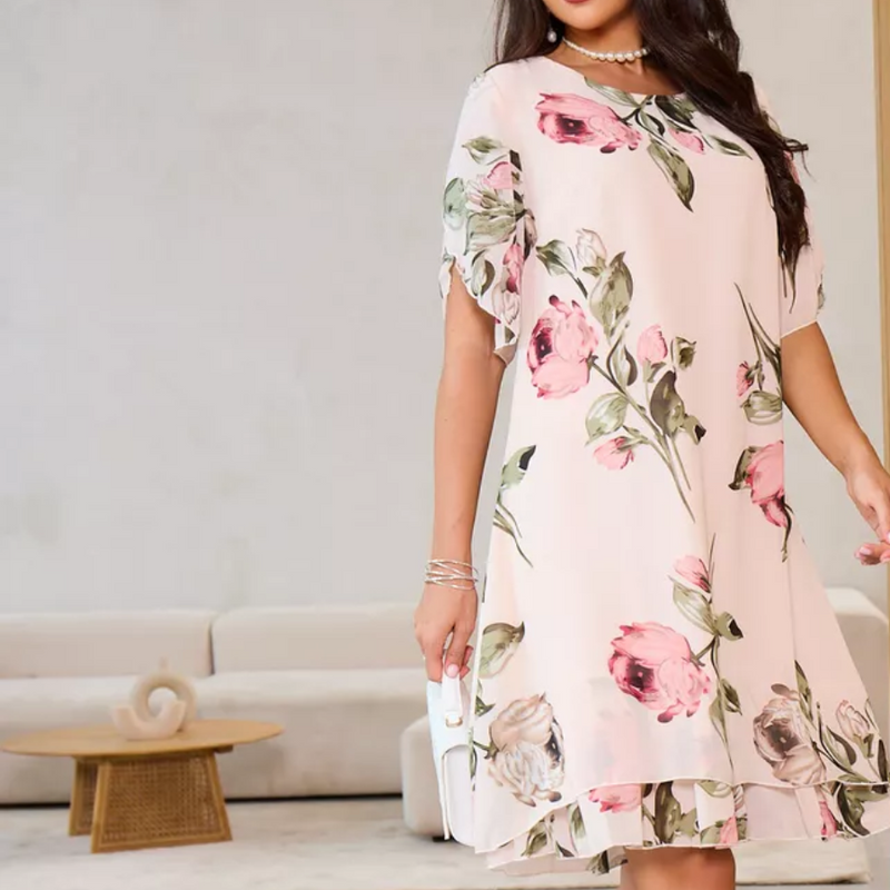 Erika - Floral Dress with Round Neckline