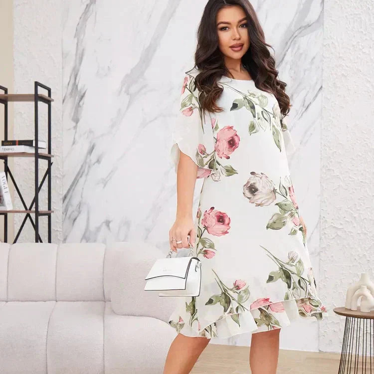 Erika - Floral Dress with Round Neckline