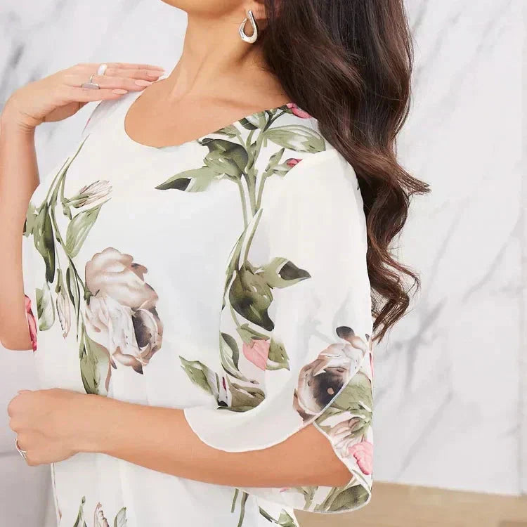 Erika - Floral Dress with Round Neckline